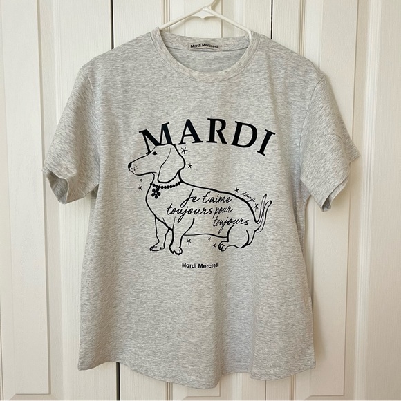 NWOT MARDI MERCREDI TSHIRT SWING THE TAIL DDANJI FLOWER CHOKER_OATMEAL BLACK - Picture 3 of 8
